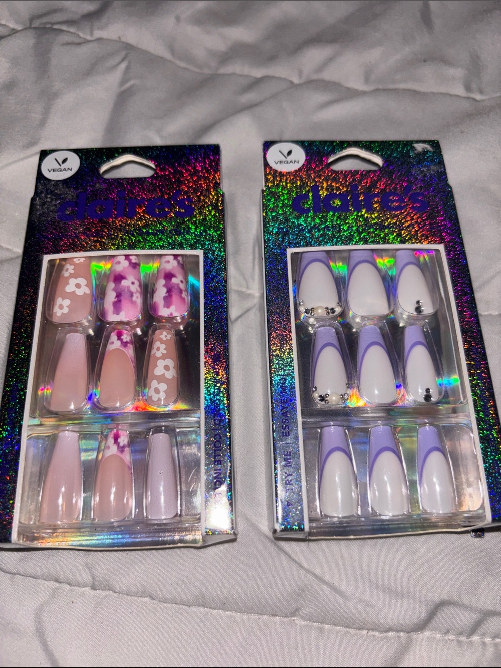 Claire's Pink & Lavender Floral and French Tip Press-On Nail Duo